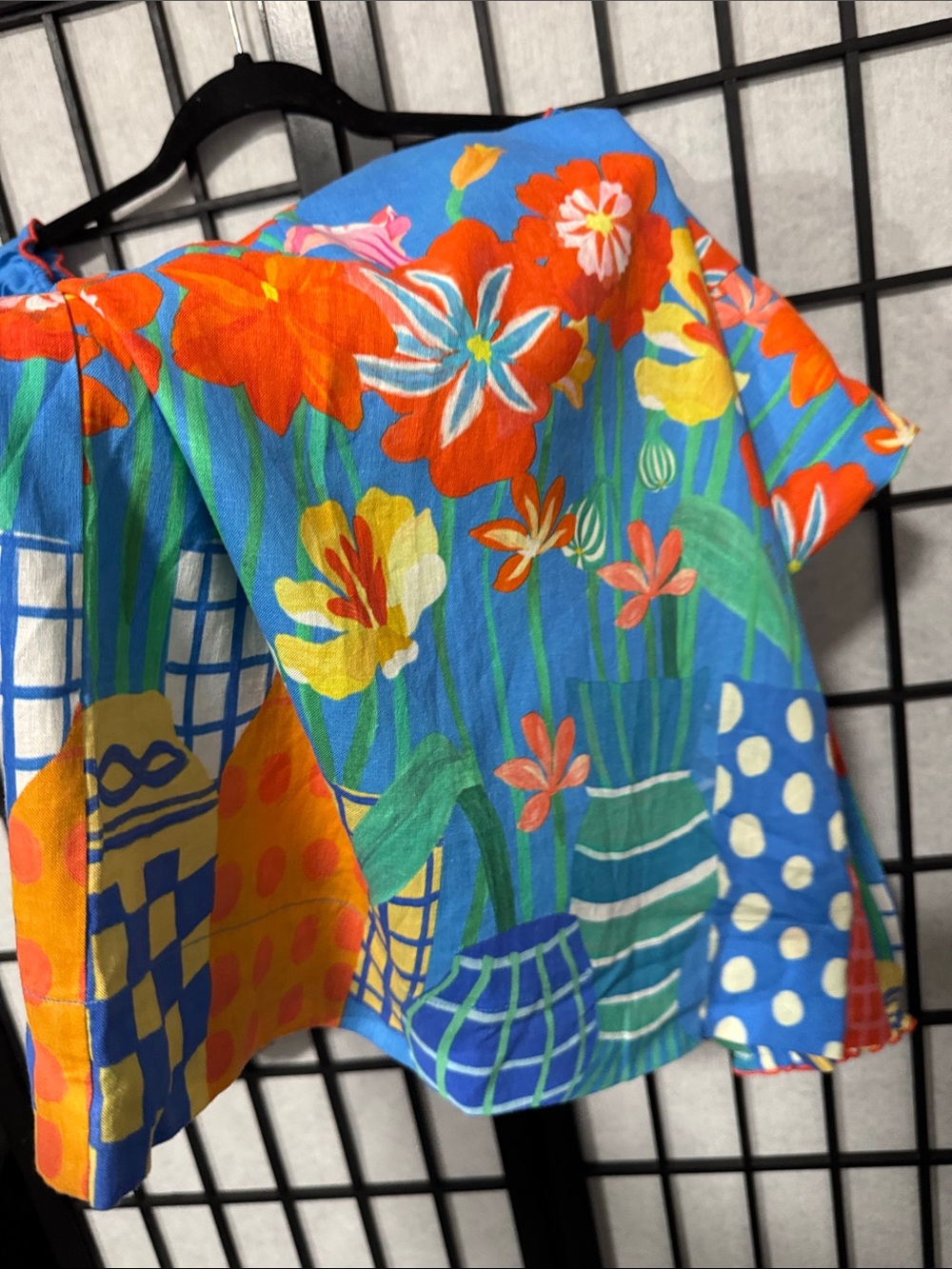 FARM Rio Blue Floral Puff Sleeve Mini Dress Size L Colorful Garden Print - Picture 15 of 15